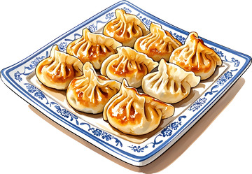 中国风饺子美食插画设计素材