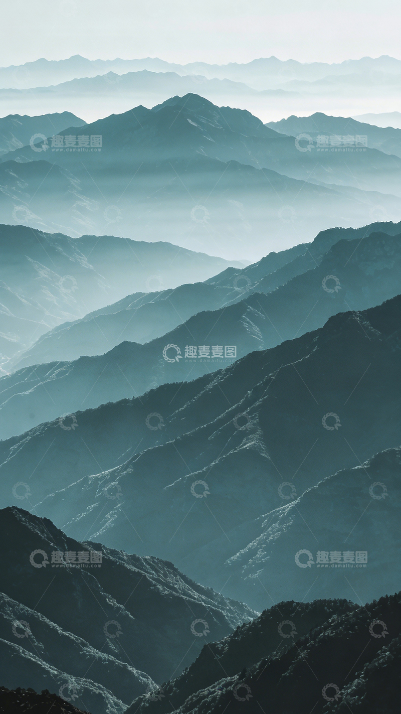 高清大图下载【趣麦麦图】山脉层叠水墨画