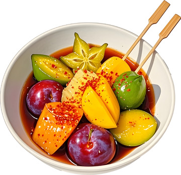 酸野水果拼盘美食插画