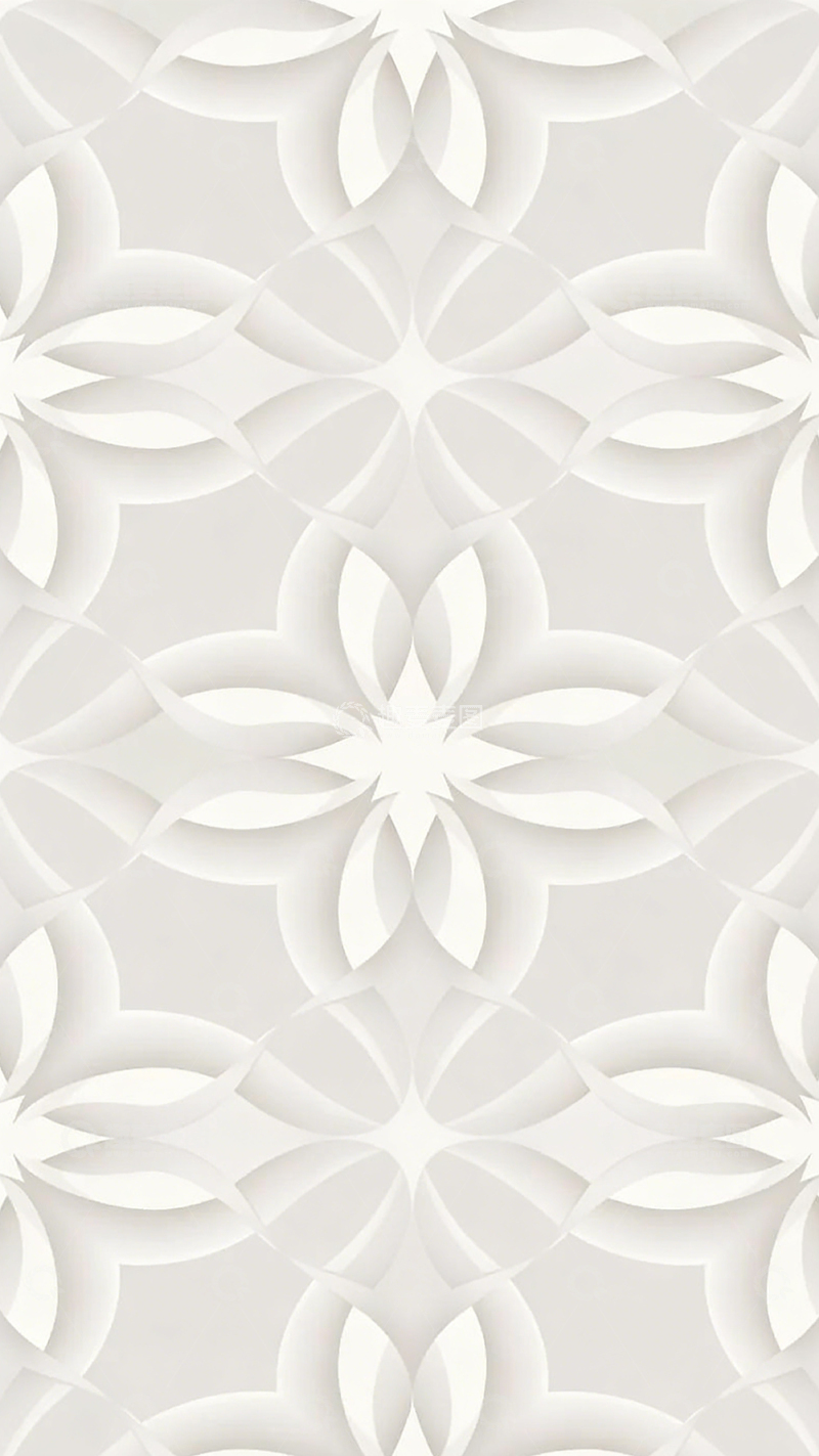 高清大图下载【趣麦麦图】简约白色花卉立体图案壁纸