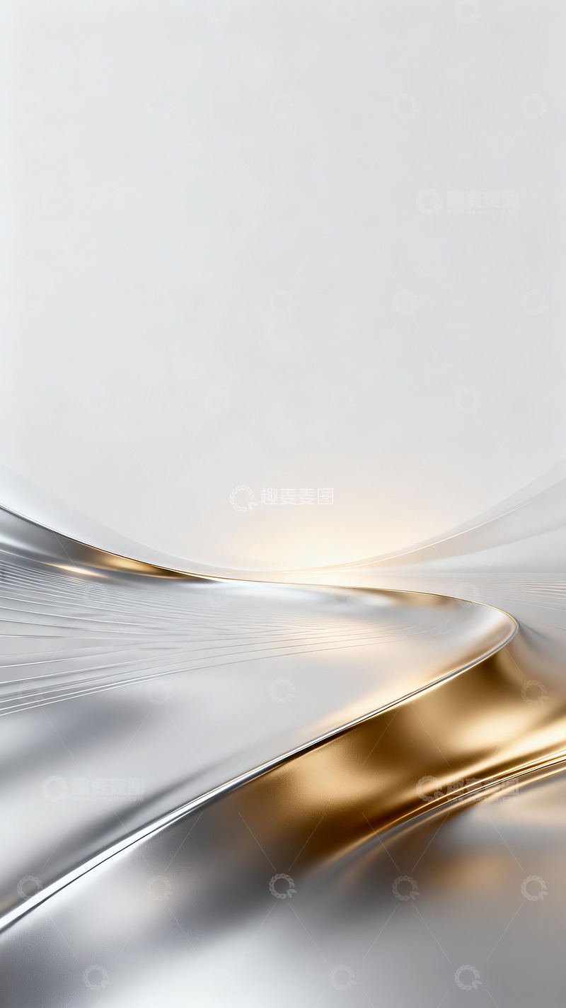 高清大图下载【趣麦麦图】银色香槟金科技感金属感流动背景1