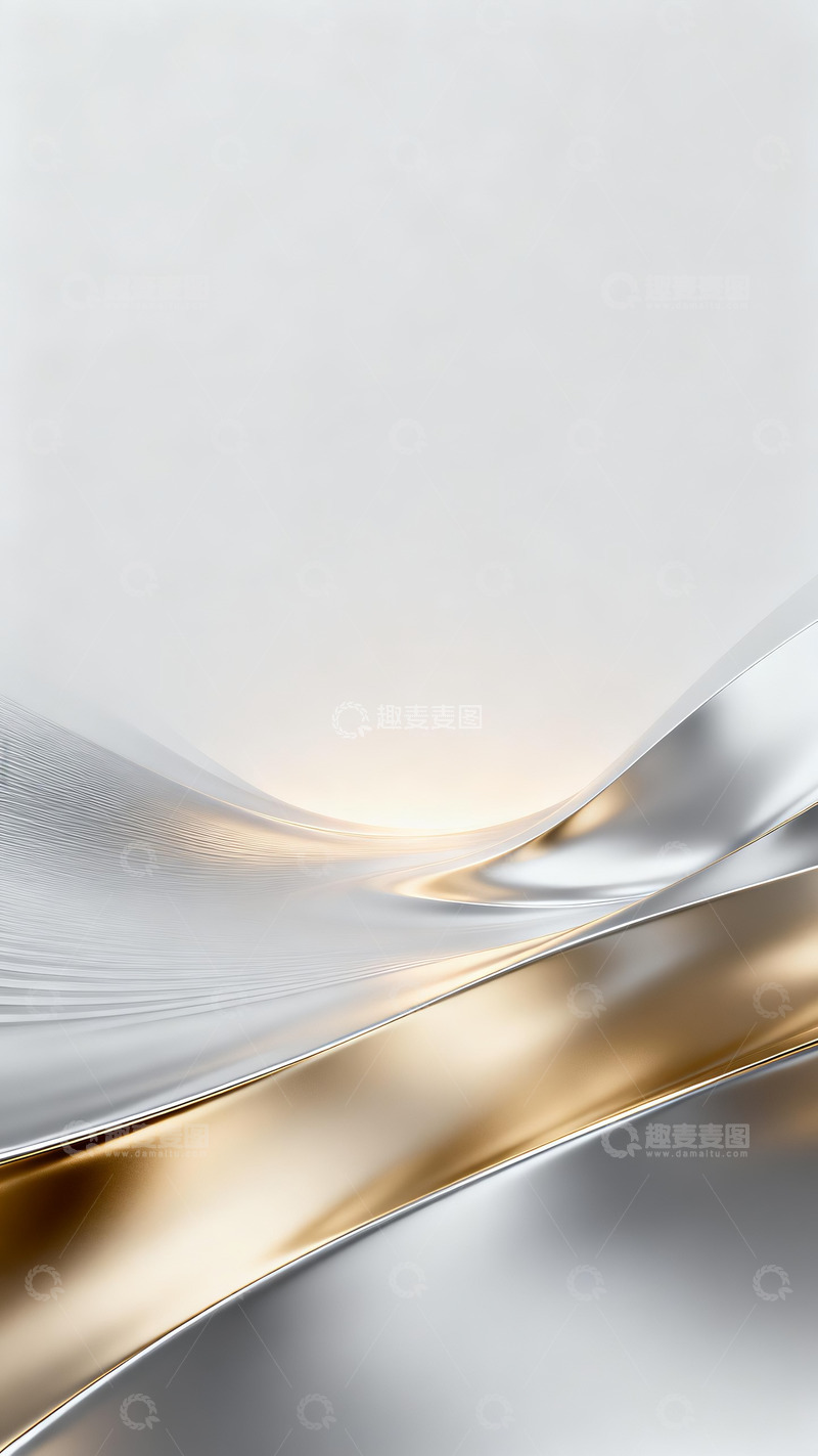 高清大图下载【趣麦麦图】银色香槟金科技感金属感流动背景2