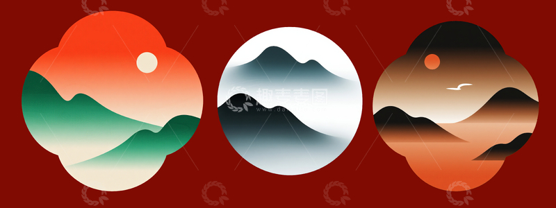 源文件下载【趣麦麦图】中式极简纹理窗花