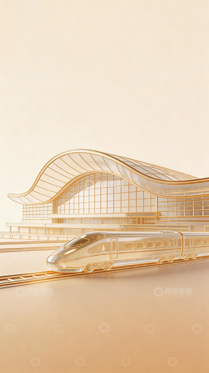 高清大图下载【趣麦麦图】金色高铁车站现代设计图
