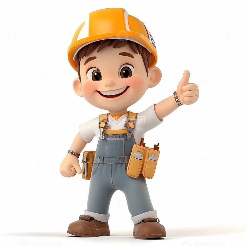 高清大图下载【趣麦麦图】卡通建筑工人形象设计素材广告