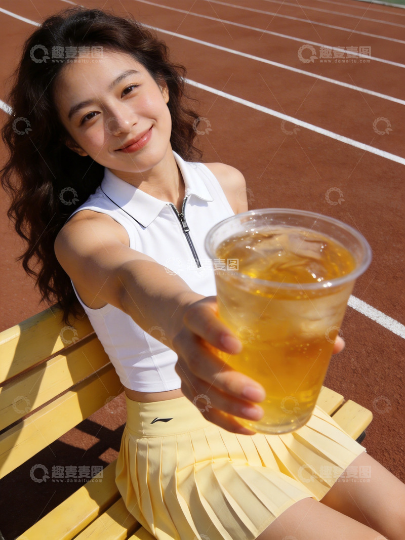 高清大图下载【趣麦麦图】拿着能量饮料的运动美女1