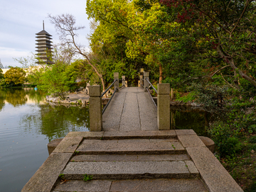 百年宝山宝带桥石桥秋色