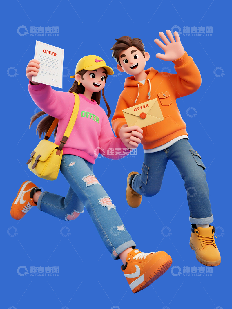 源文件下载【趣麦麦图】3d风格年轻卡通人物2
