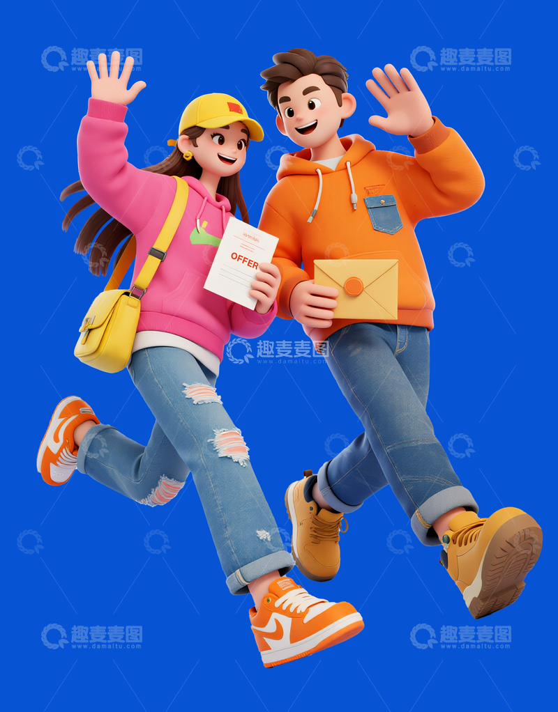 源文件下载【趣麦麦图】3d风格年轻卡通人物1