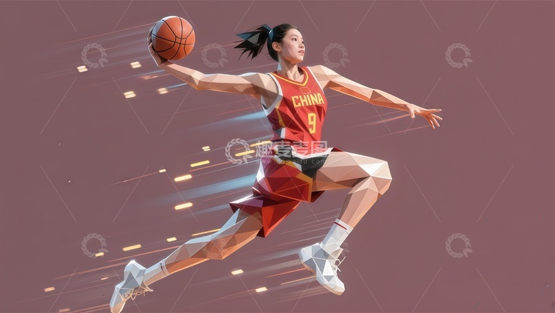 高清大图下载【趣麦麦图】篮球女将奔跑插画