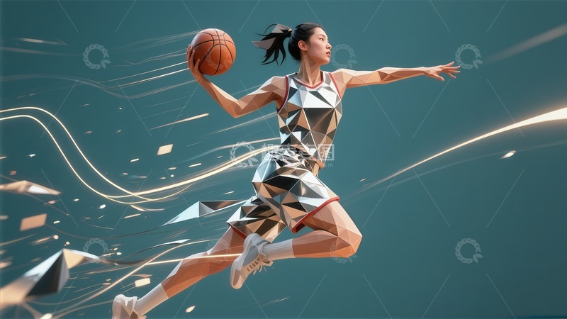 高清大图下载【趣麦麦图】动感篮球女将数字绘画