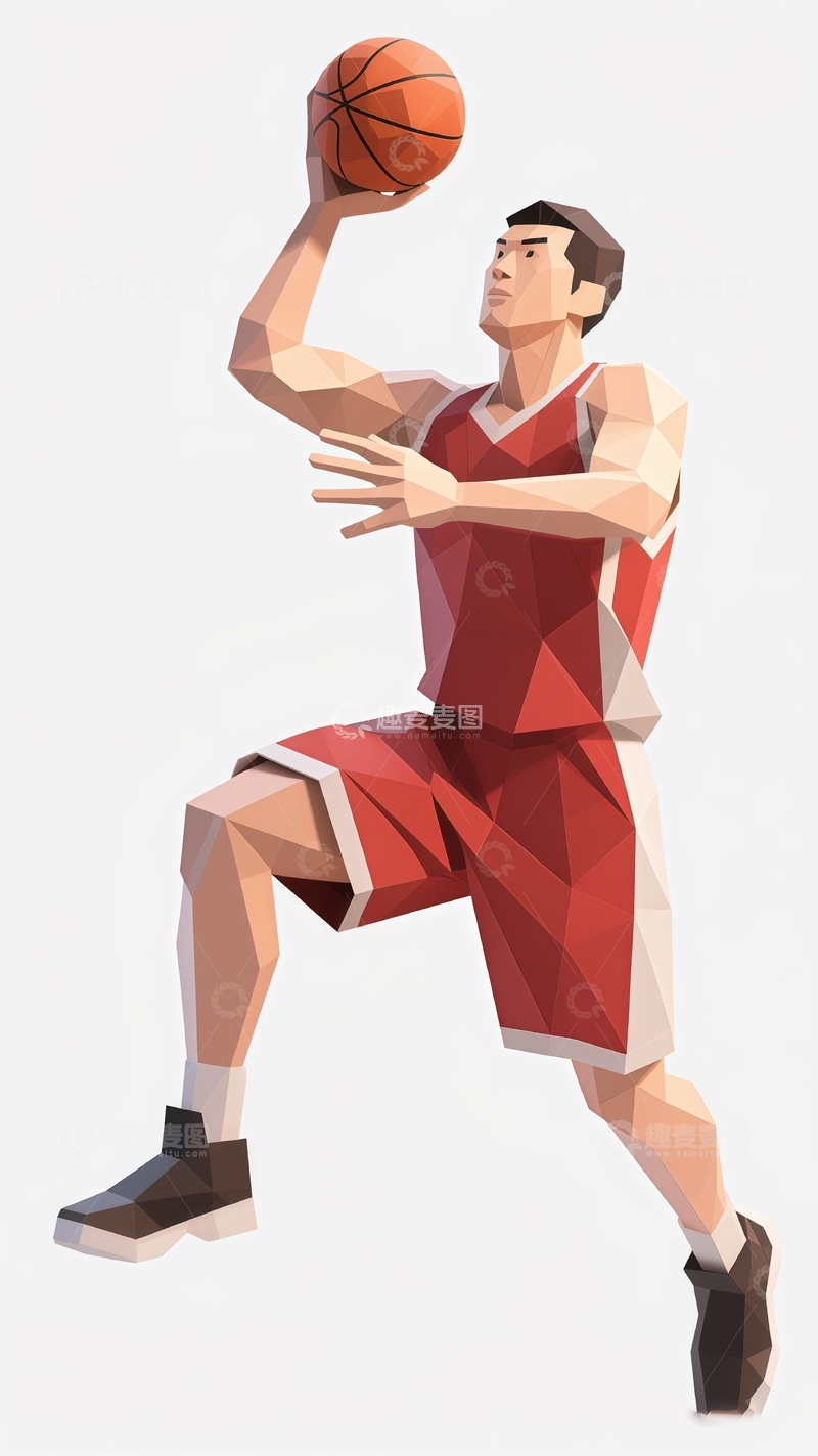 高清大图下载【趣麦麦图】低多边形篮球运动员矢量设计图