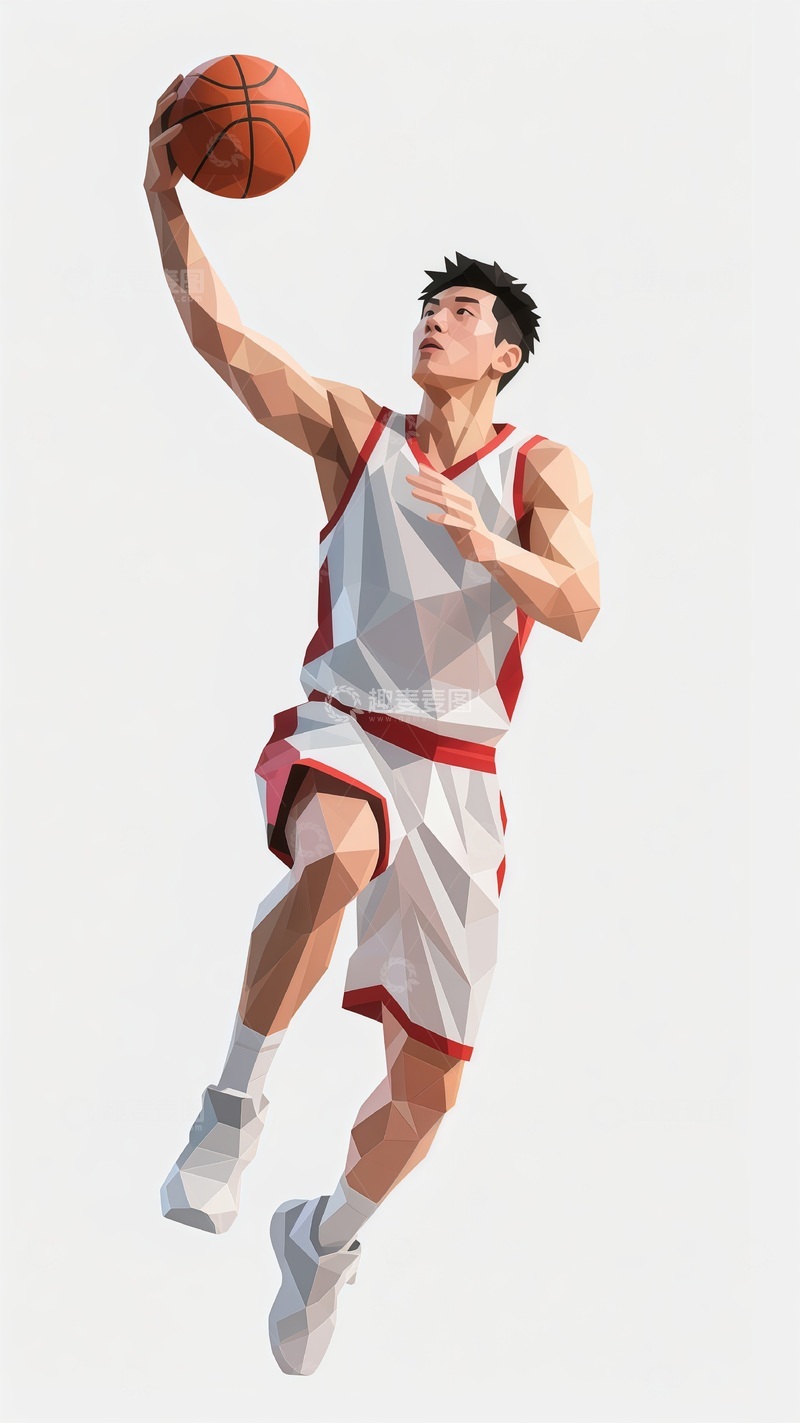 高清大图下载【趣麦麦图】低多边形篮球运动员插画素材