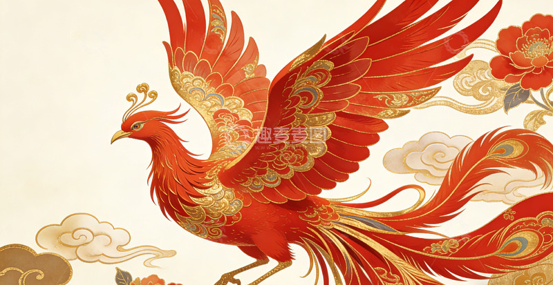 高清大图下载【趣麦麦图】凤凰展翅中国风装饰画