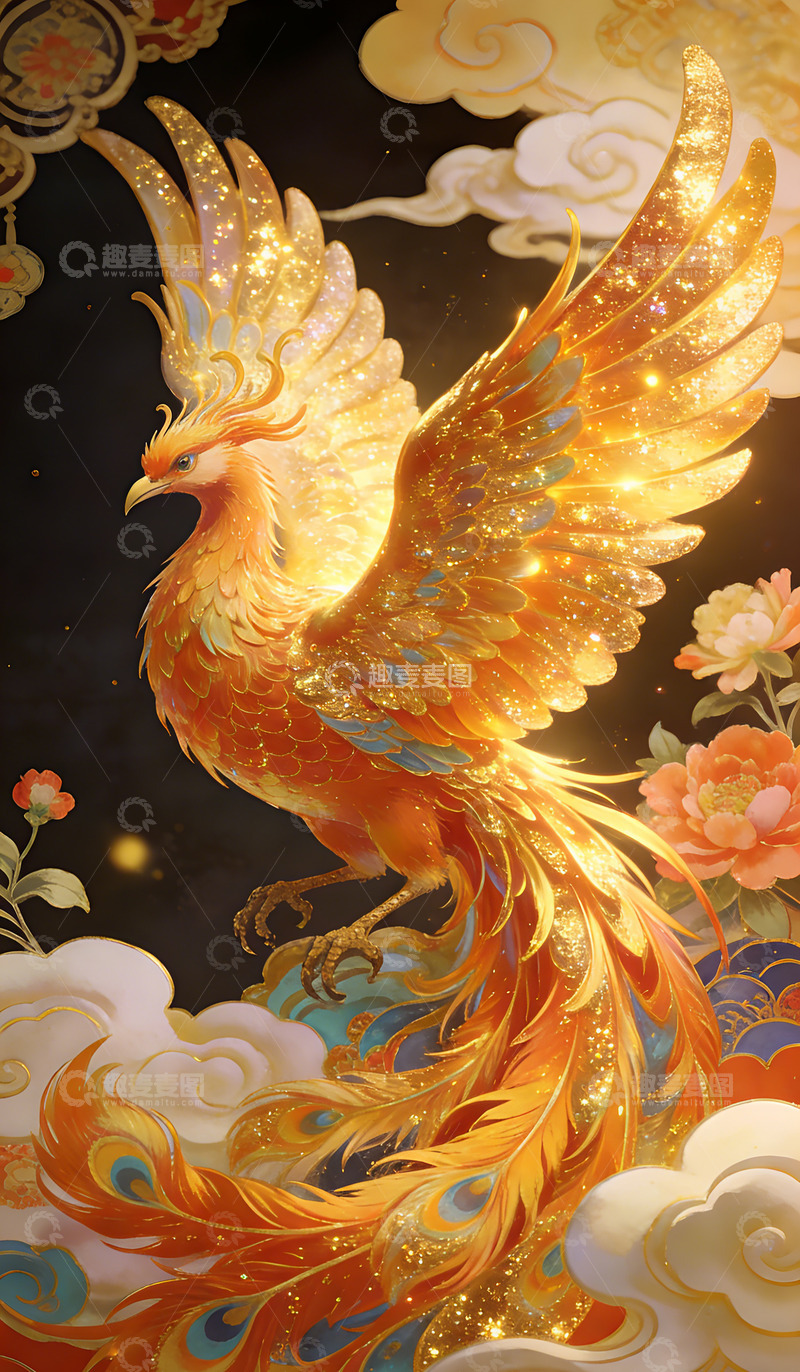 高清大图下载【趣麦麦图】金凤凰神话艺术插画装饰画