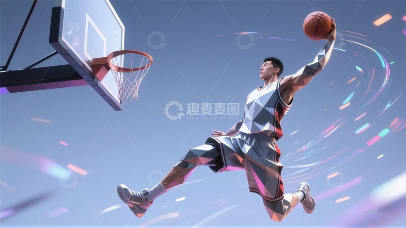 高清大图下载【趣麦麦图】动感篮球扣篮艺术插画