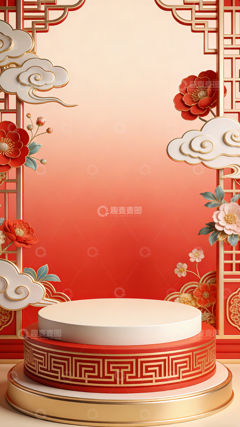 高清大图下载【趣麦麦图】中国风喜庆舞台展示设计