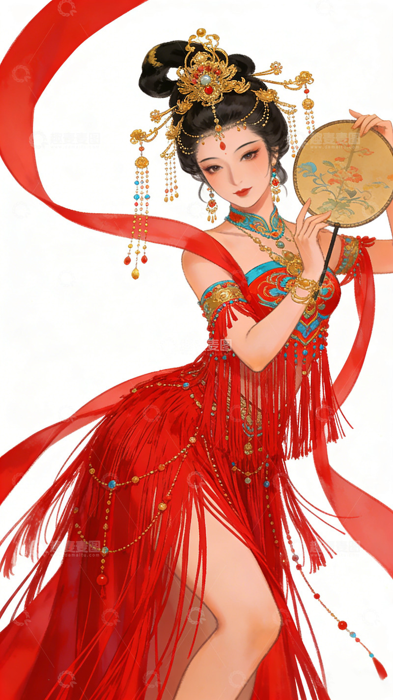 高清大图下载【趣麦麦图】古风华丽女子插画