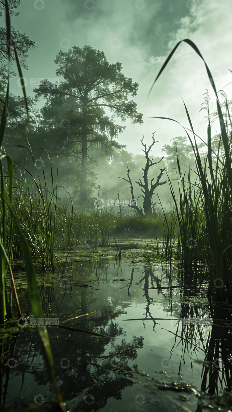 高清大图下载【趣麦麦图】湿地雾霭风景摄影