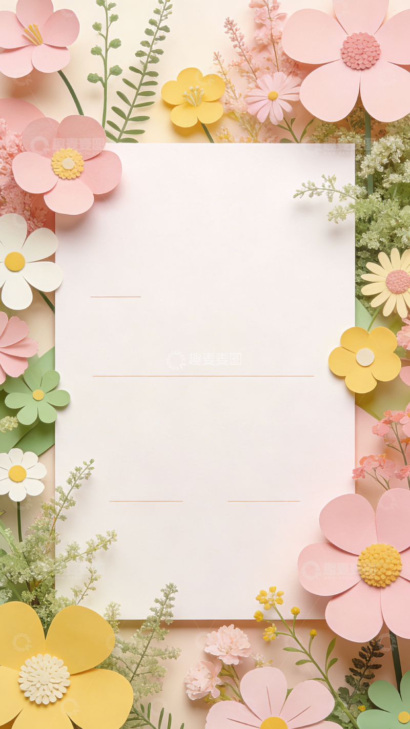 高清大图下载【趣麦麦图】纸艺花卉背景装饰设计模板
