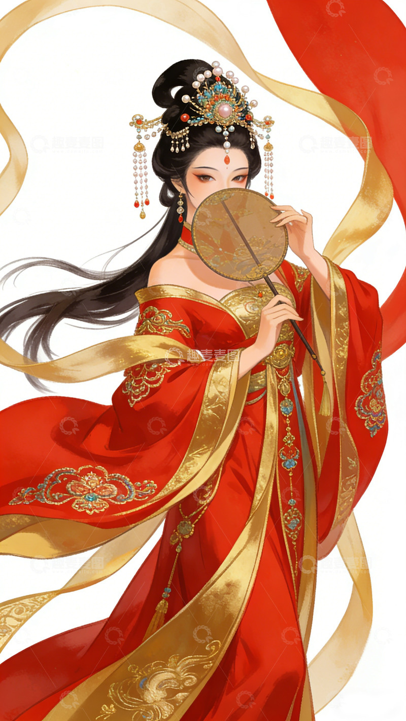 高清大图下载【趣麦麦图】古风华丽汉服仕女插画
