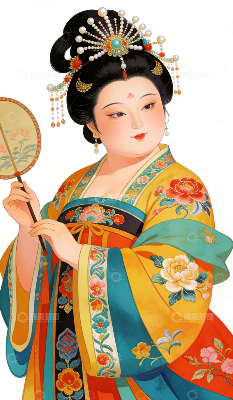 高清大图下载【趣麦麦图】古典风华丽服饰女子插画