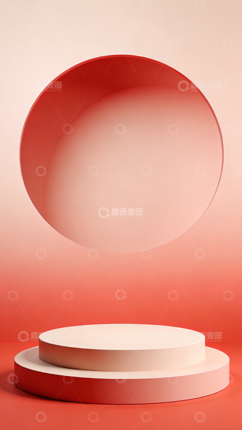 高清大图下载【趣麦麦图】红色简约展示台设计素材
