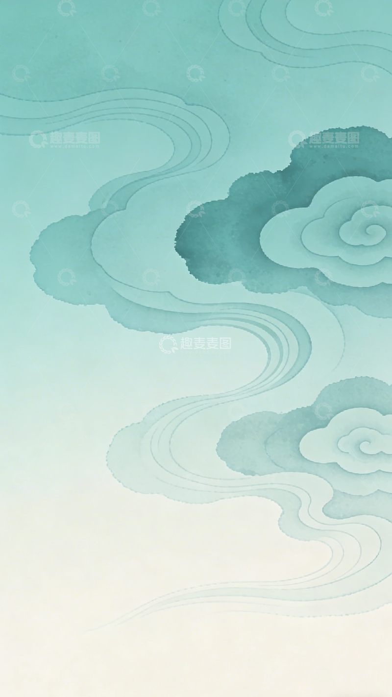 高清大图下载【趣麦麦图】淡雅云纹水墨画背景