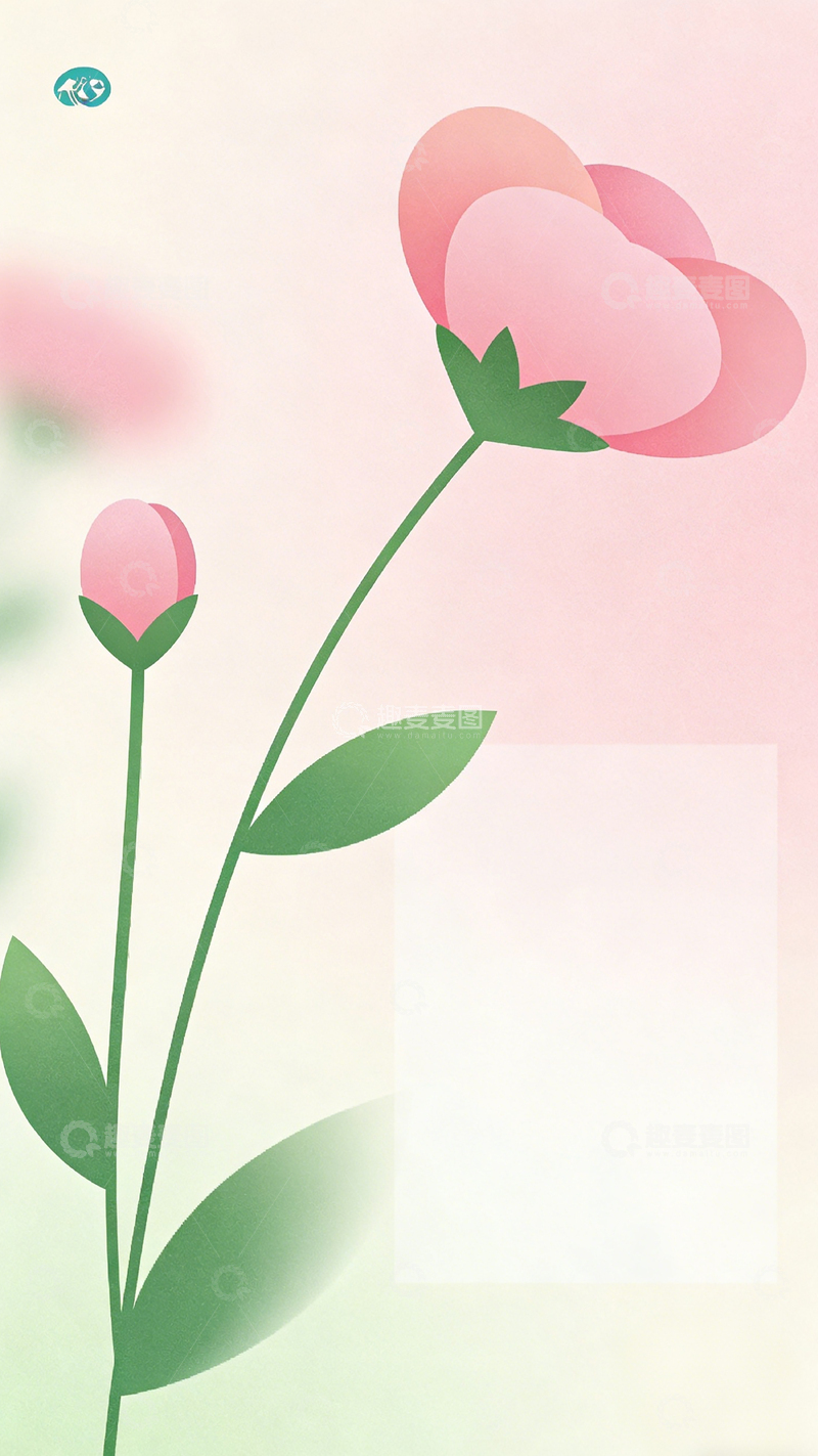 高清大图下载【趣麦麦图】简约花卉插画壁纸