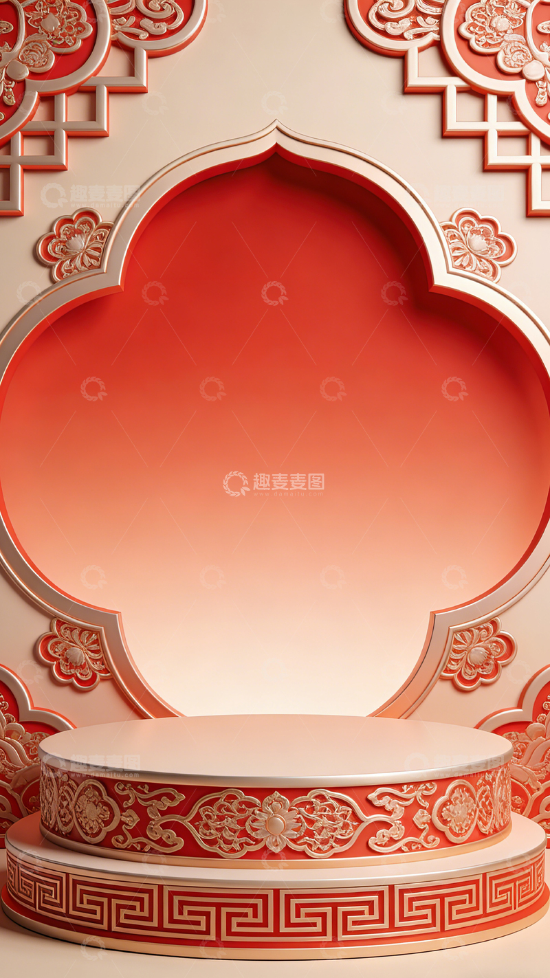 高清大图下载【趣麦麦图】中式古典展示台装饰设计