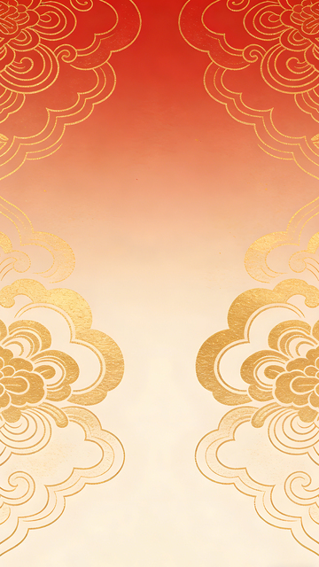 红金色祥云传统图案背景