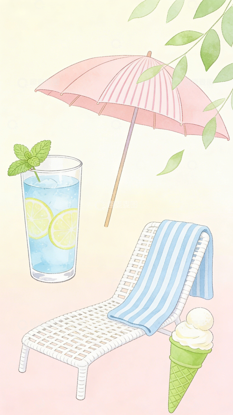高清大图下载【趣麦麦图】夏日休闲插画素材