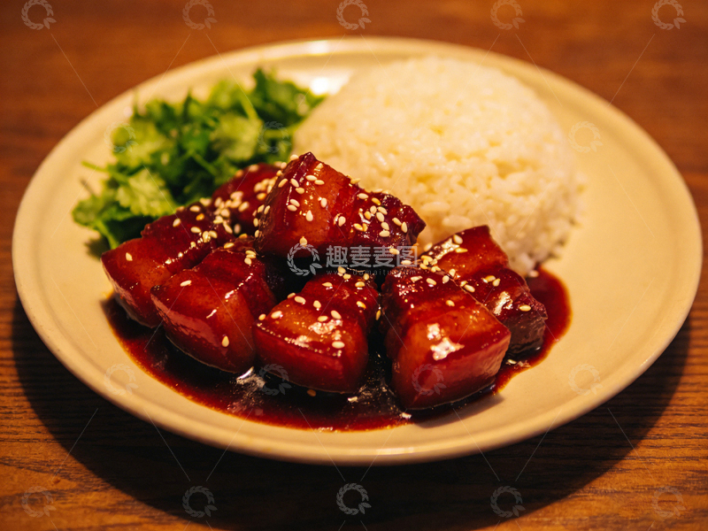 高清大图下载【趣麦麦图】中式红烧肉盖饭美食摄影