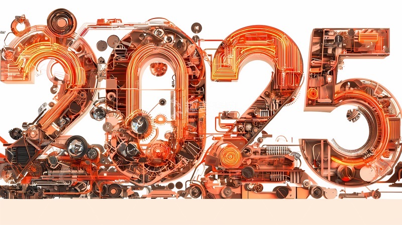 高清大图下载【趣麦麦图】机械风数字2025未来科技设计素材