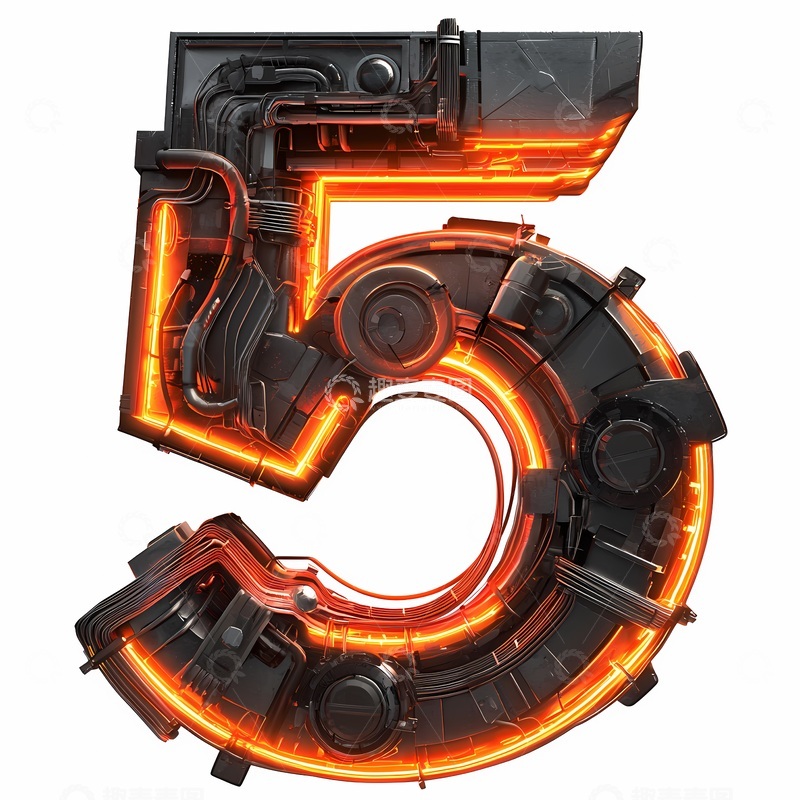 高清大图下载【趣麦麦图】科幻数字5字体设计