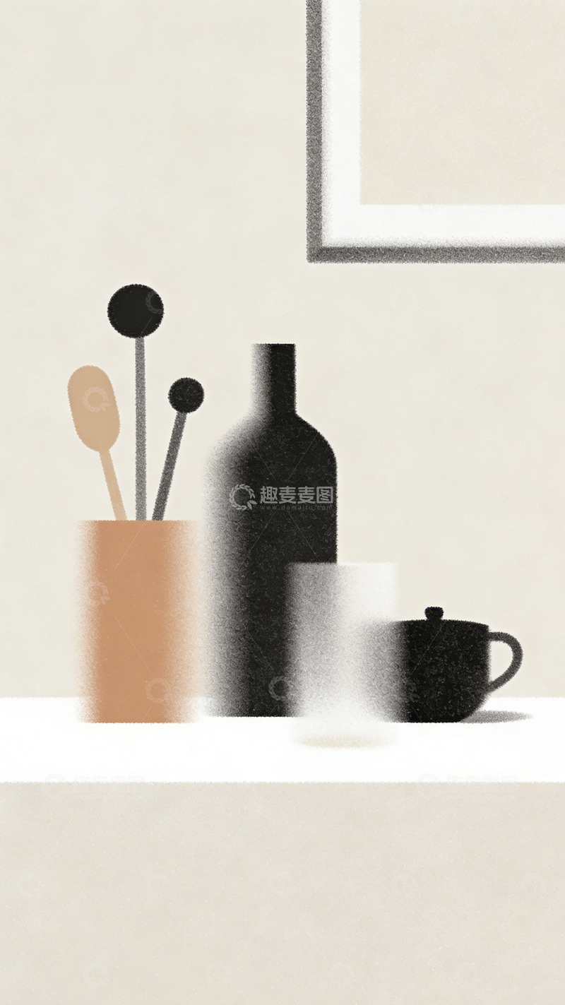 高清大图下载【趣麦麦图】简约风格桌面静物插画