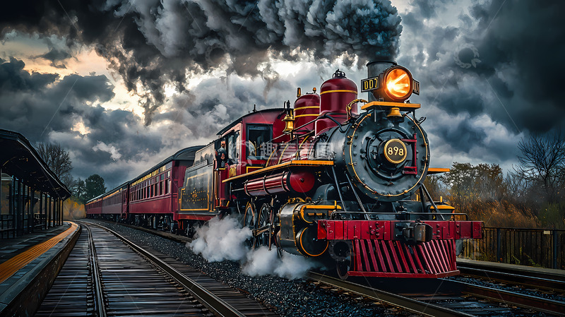 高清大图下载【趣麦麦图】蒸汽火车复古风光摄影