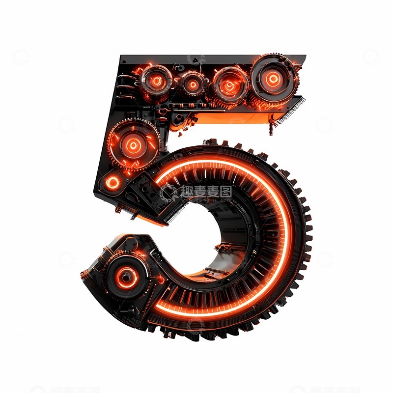 高清大图下载【趣麦麦图】未来科技数字5图形设计