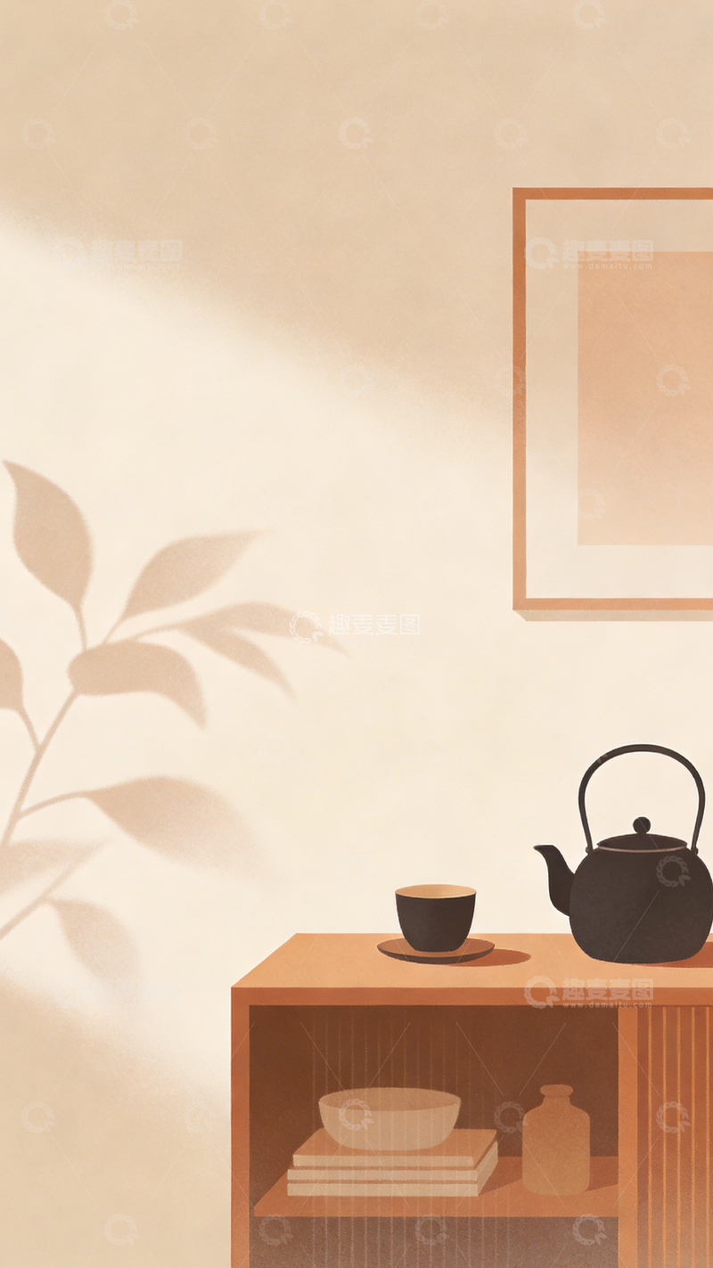 高清大图下载【趣麦麦图】温馨茶具插画风格海报设计