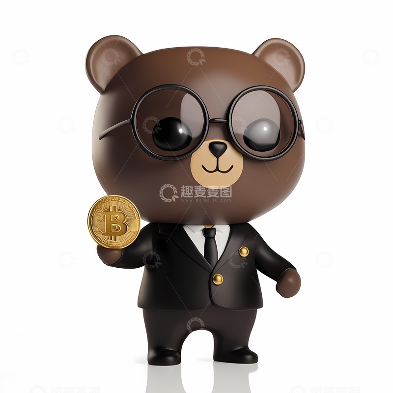 高清大图下载【趣麦麦图】卡通熊比特币形象设计
