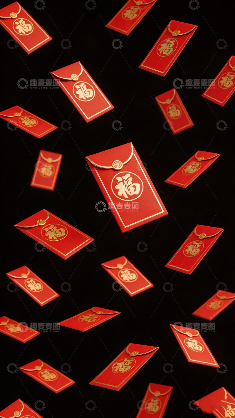 高清大图下载【趣麦麦图】春节红包飘落动态效果图片