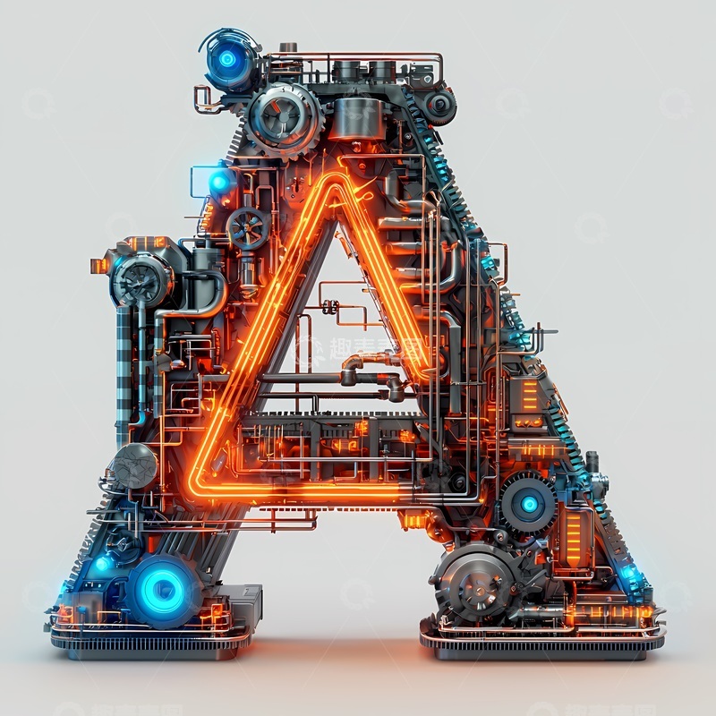 高清大图下载【趣麦麦图】机械字母A高科技未来感设计