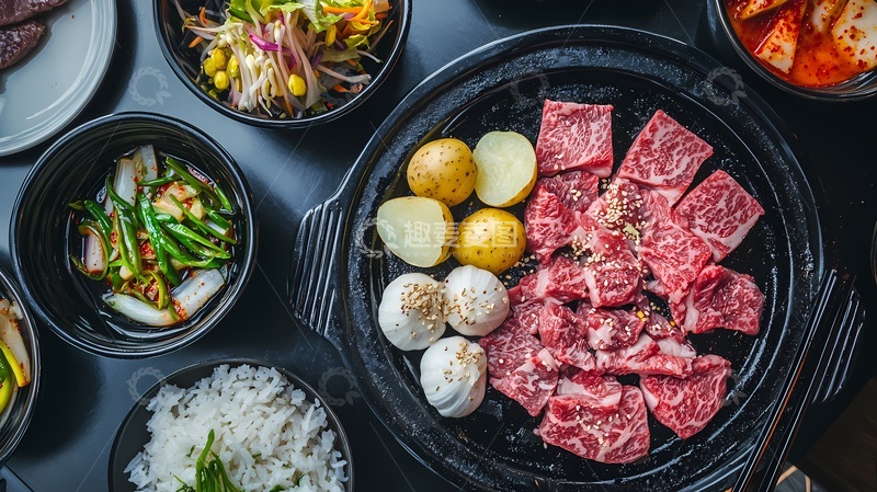 高清大图下载【趣麦麦图】【标题】韩式烧烤美食盛宴