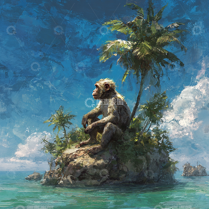 高清大图下载【趣麦麦图】海上孤岛的奇幻守望者