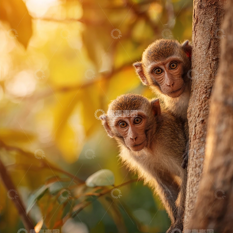 高清大图下载【趣麦麦图】树间萌宠的秘密观察者