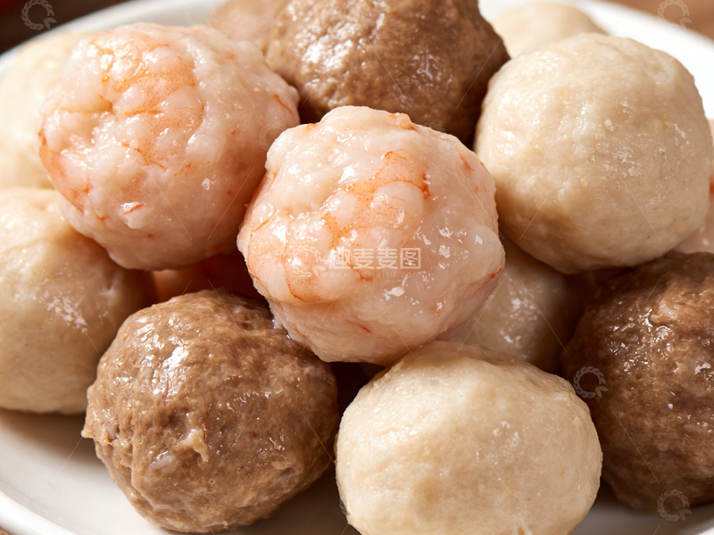 高清大图下载【趣麦麦图】美味丸子拼盘特写摄影图片