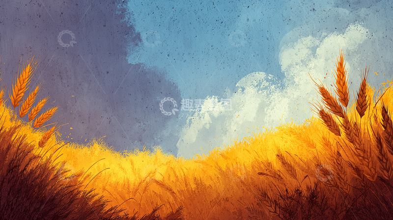 高清大图下载【趣麦麦图】金黄色麦田的秋日风景