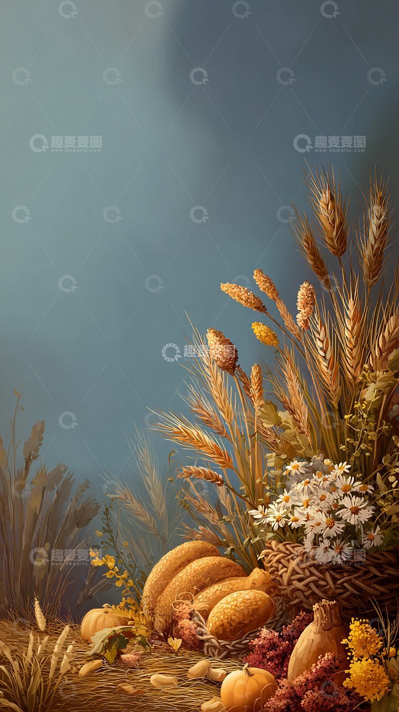 高清大图下载【趣麦麦图】温暖色调的丰收场景