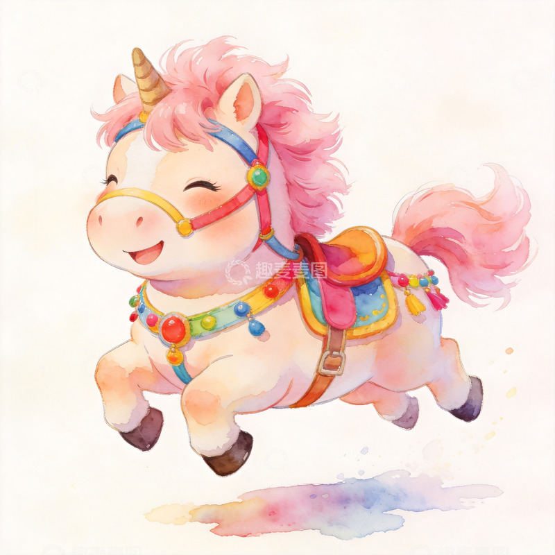 高清大图下载【趣麦麦图】可爱卡通独角兽插画