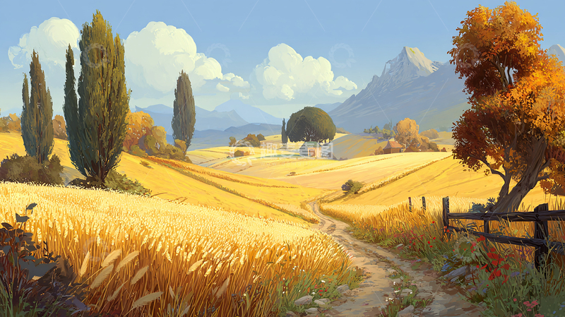 高清大图下载【趣麦麦图】金秋乡村田园风光